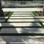 Custom walkways with artificial grass inserts